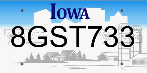 8GST733 Iowa License Plate