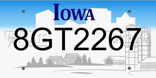 8GT2267 Iowa License Plate