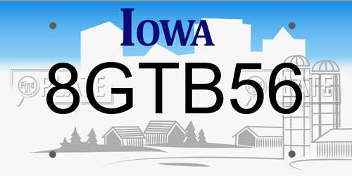 8GTB56 Iowa License Plate