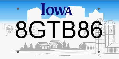 8GTB86 Iowa License Plate