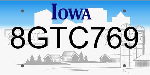 8GTC769 Iowa License Plate