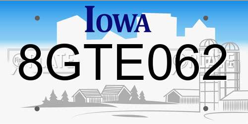 8GTE062 Iowa License Plate