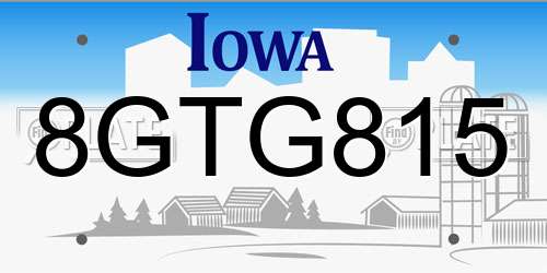8GTG815 Iowa License Plate