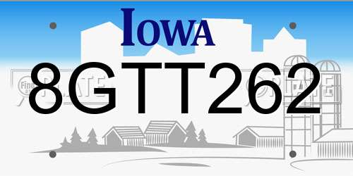 8GTT262 Iowa License Plate