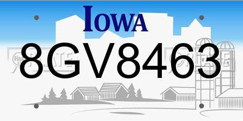 8GV8463 Iowa License Plate