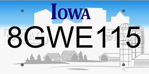 8GWE115 Iowa License Plate