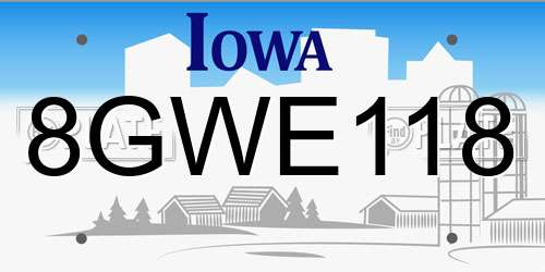 8GWE118 Iowa License Plate