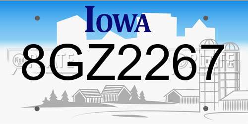 8GZ2267 Iowa License Plate