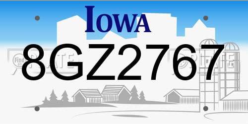 8GZ2767 Iowa License Plate