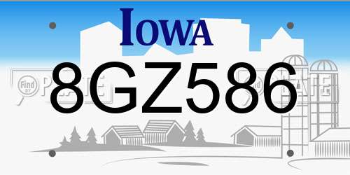 8GZ586 Iowa License Plate