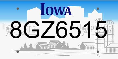 8GZ6515 Iowa License Plate