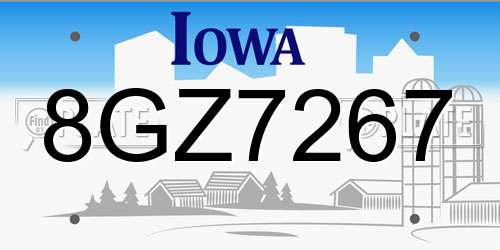 8GZ7267 Iowa License Plate