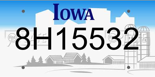 8H15532 Iowa License Plate