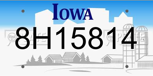 8H15814 Iowa License Plate