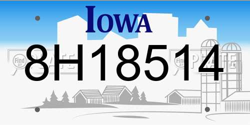 8H18514 Iowa License Plate