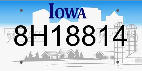 8H18814 Iowa License Plate
