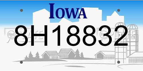8H18832 Iowa License Plate