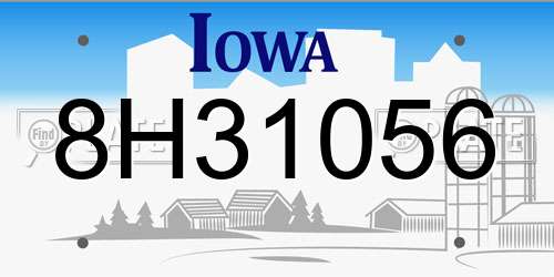 8H31056 Iowa License Plate