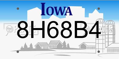 8H68B4 Iowa License Plate