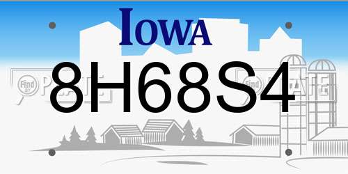 8H68S4 Iowa License Plate