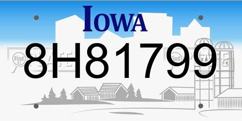8H81799 Iowa License Plate