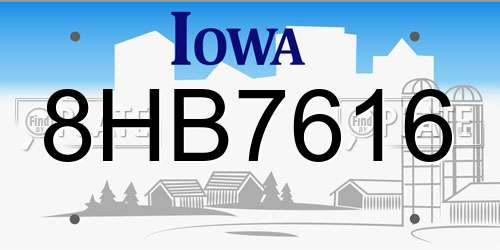 8HB7616 Iowa License Plate