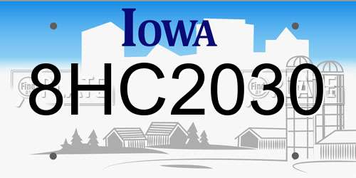 8HC2030 Iowa License Plate