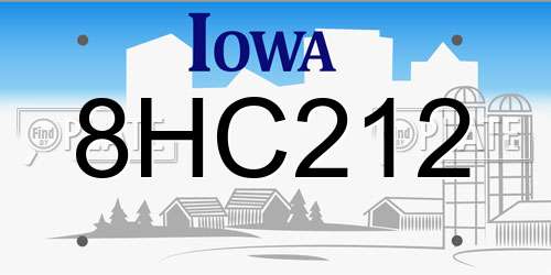 8HC212 Iowa License Plate