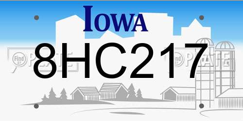 8HC217 Iowa License Plate