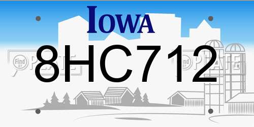 8HC712 Iowa License Plate