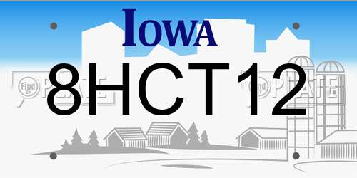 8HCT12 Iowa License Plate