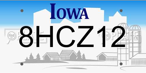 8HCZ12 Iowa License Plate