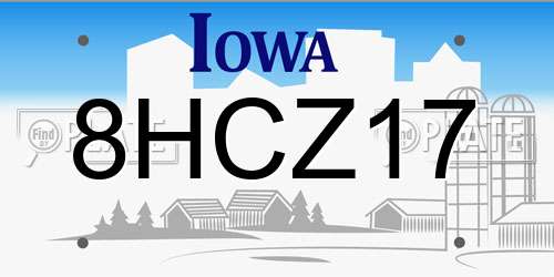 8HCZ17 Iowa License Plate