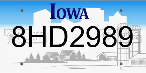 8HD2989 Iowa License Plate
