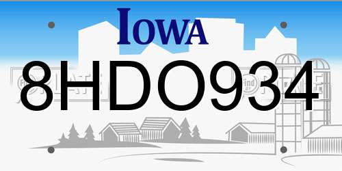 8HDO934 Iowa License Plate