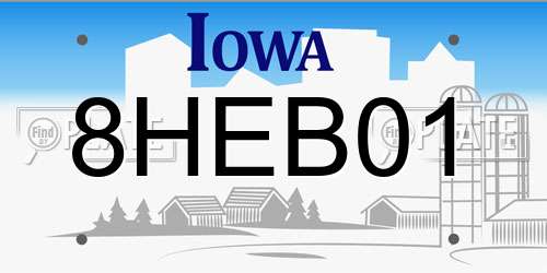 8HEB01 Iowa License Plate