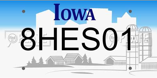 8HES01 Iowa License Plate