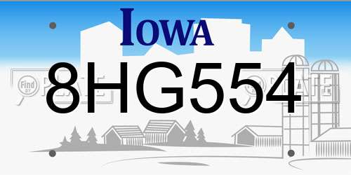 8HG554 Iowa License Plate