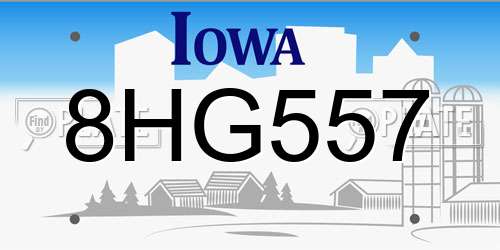 8HG557 Iowa License Plate