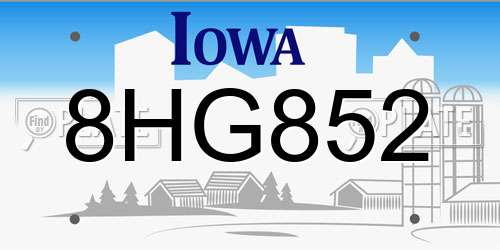 8HG852 Iowa License Plate