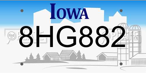 8HG882 Iowa License Plate