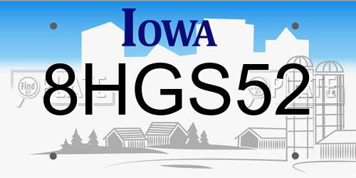 8HGS52 Iowa License Plate