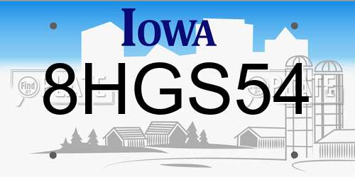 8HGS54 Iowa License Plate