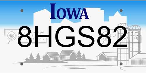 8HGS82 Iowa License Plate