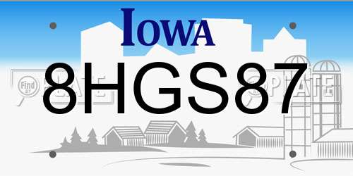 8HGS87 Iowa License Plate