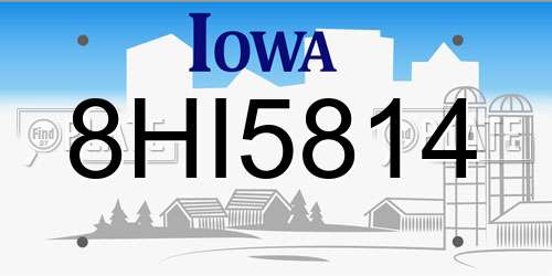 8HI5814 Iowa License Plate