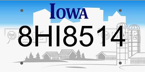 8HI8514 Iowa License Plate