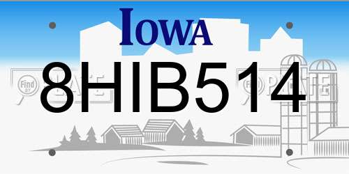 8HIB514 Iowa License Plate