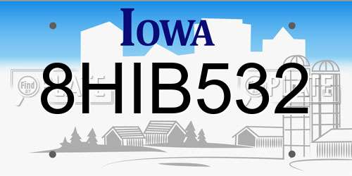 8HIB532 Iowa License Plate