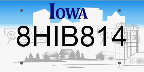 8HIB814 Iowa License Plate